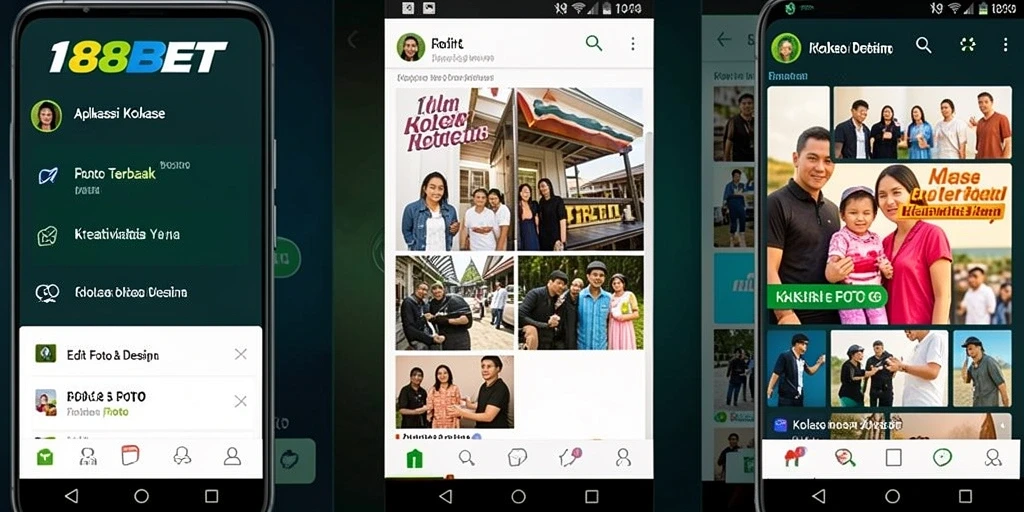 Antarmuka acak dari aplikasi Kolase Foto 188BET yang menarik.