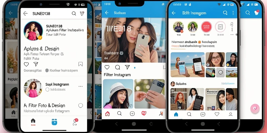 Tampilan antarmuka aplikasi SUNEO138 dengan filter Instagram yang memikat.