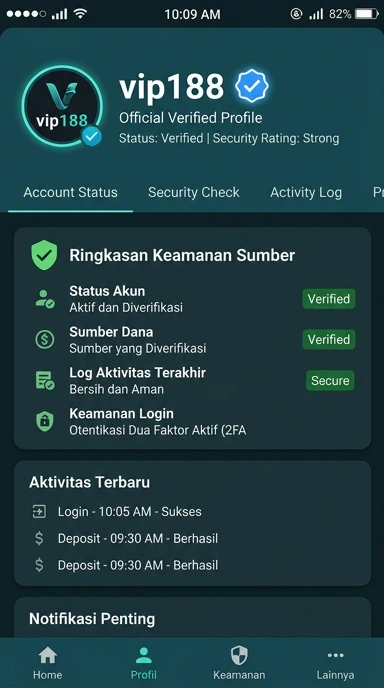 Tampilan kanal resmi vip188